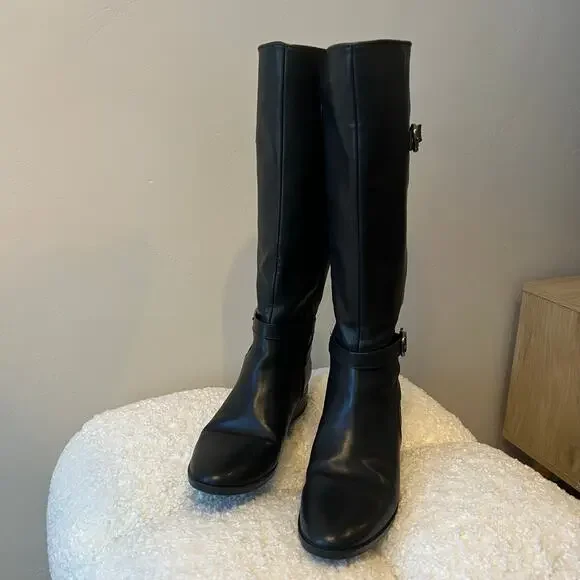 Naturalizer Sahara Black Tall Vegan Leather Boots size 8M - Picture 2 of 9